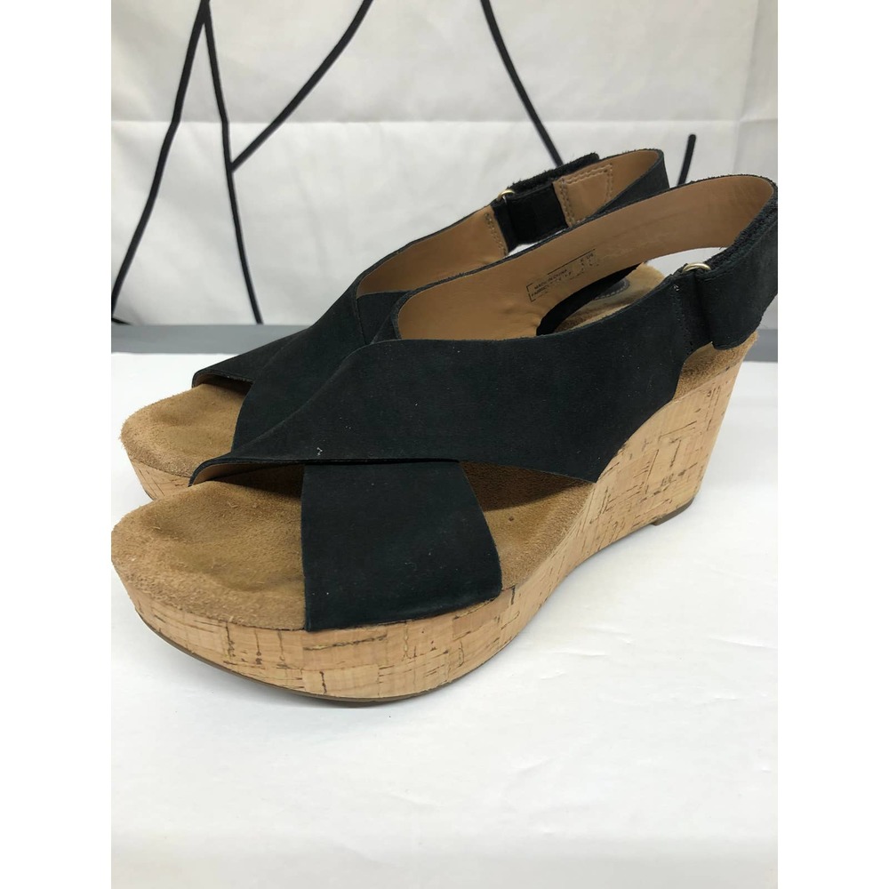 Clarks Black Wedge Sandal Size 8.5